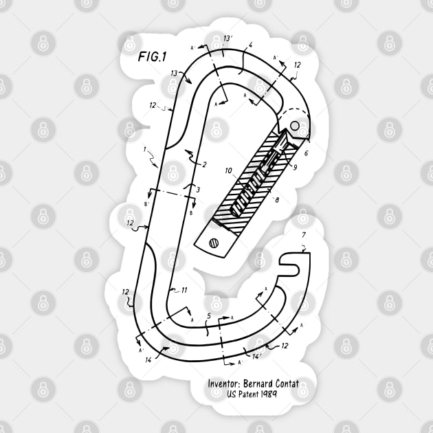 Rock Climbing Carabiner Patent Art Sticker by MadebyDesign